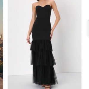 Black Maxi Dress w/ Layered Tulle